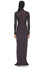 Christopher Esber Fusion Long Sleeve Gathered Dress in Jet, view 3, click to view large image.