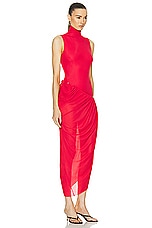Christopher Esber Ruched Coil Tank Dress in Watermelon, view 2, click to view large image.