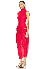 Christopher Esber Ruched Coil Tank Dress in Watermelon, view 3, click to view large image.