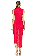 Christopher Esber Ruched Coil Tank Dress in Watermelon, view 4, click to view large image.