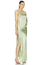 Christopher Esber Cusco Silk Drape Cami Dress in Pistachio, view 2, click to view large image.