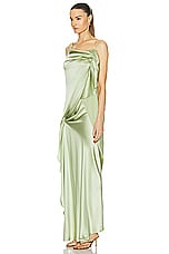 Christopher Esber Cusco Silk Drape Cami Dress in Pistachio, view 3, click to view large image.