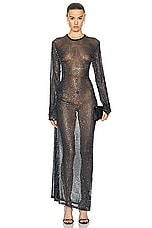 Christopher Esber Cristalla Long Sleeve Knit Drape Dress in Ink, view 1, click to view large image.