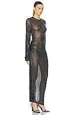 Christopher Esber Cristalla Long Sleeve Knit Drape Dress in Ink, view 2, click to view large image.