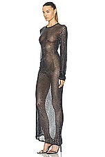 Christopher Esber Cristalla Long Sleeve Knit Drape Dress in Ink, view 3, click to view large image.