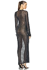 Christopher Esber Cristalla Long Sleeve Knit Drape Dress in Ink, view 4, click to view large image.