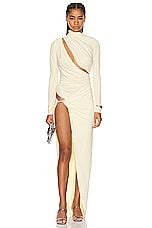 Christopher Esber Framed Drape Slice Dress in Butter, view 1, click to view large image.