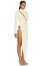 Christopher Esber Framed Drape Slice Dress in Butter, view 2, click to view large image.