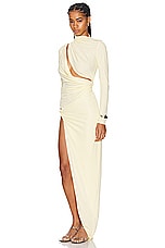Christopher Esber Framed Drape Slice Dress in Butter, view 3, click to view large image.