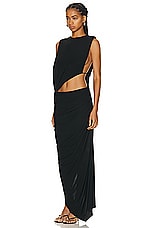 Christopher Esber Monstera Gown in Black, view 3, click to view large image.