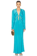 Christopher Esber Triquetra Front Tie Shirt Dress in Lagoon, view 1, click to view large image.