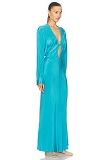 Christopher Esber Triquetra Front Tie Shirt Dress in Lagoon, view 2, click to view large image.