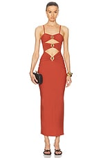 Christopher Esber Pierced Orbit Column Dress in Brick, view 1, click to view large image.