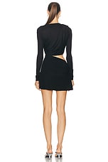 Christopher Esber Ribbed Twist Long Sleeve Drape Mini Dress in Black, view 4, click to view large image.