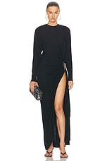 Christopher Esber Helix Crystal Stone Long Sleeve Dress in Black, view 1, click to view large image.