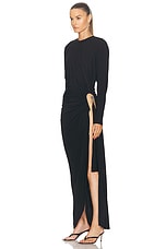 Christopher Esber Helix Crystal Stone Long Sleeve Dress in Black, view 3, click to view large image.