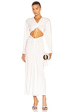 Christopher Esber Ruched Tie Front Dress in Ivory, view 1, click to view large image.
