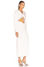 Christopher Esber Ruched Tie Front Dress in Ivory, view 2, click to view large image.