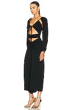 Christopher Esber Ruched Tie Floating Sleeve Dress in Black, view 3, click to view large image.