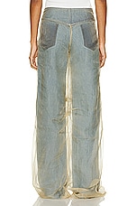 Christopher Esber Silk Parchment Wide Leg in Stone Blue & Sand, view 3, click to view large image.
