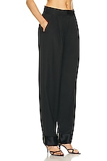 Christopher Esber Satin Waist Pegged Trouser in BLACK, view 2, click to view large image.
