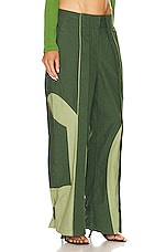 Christopher Esber Cocosolo Duo Tone Trouser in BOTTLE GREEN MULTI, view 2, click to view large image.