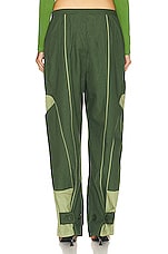 Christopher Esber Cocosolo Duo Tone Trouser in BOTTLE GREEN MULTI, view 3, click to view large image.