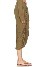 Christopher Esber Vivenda Drape Midi Skirt in Olive, view 3, click to view large image.