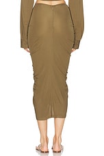 Christopher Esber Vivenda Drape Midi Skirt in Olive, view 4, click to view large image.