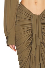 Christopher Esber Vivenda Drape Midi Skirt in Olive, view 6, click to view large image.