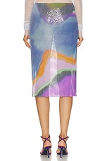 Christopher Esber Aura Glowmesh Midi Skirt in Aura Print, view 4, click to view large image.