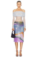 Christopher Esber Aura Glowmesh Midi Skirt in Aura Print, view 5, click to view large image.