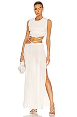 Christopher Esber Pleated Knit Tie Skirt in Natural, view 4, click to view large image.