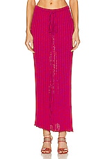 Christopher Esber Pleated Knit Tie Skirt in RASBERRY, view 2, click to view large image.