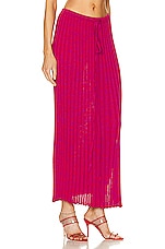 Christopher Esber Pleated Knit Tie Skirt in RASBERRY, view 3, click to view large image.