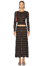 Christopher Esber Palais Knit Skirt in Black & Cacao, view 4, click to view large image.