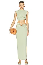 Christopher Esber Stone Cavern Skirt in Pistachio, view 5, click to view large image.