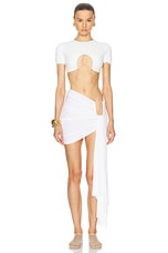 Christopher Esber Arced Palm Micro Skirt in White, view 5, click to view large image.