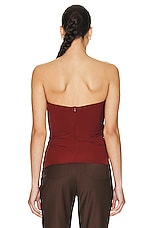 Christopher Esber Side Cowl Strapless Top in CARNELIAN, view 4, click to view large image.