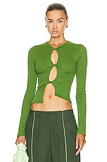 Christopher Esber Open Twist Long Sleeve Top in STEM, view 1, click to view large image.