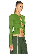 Christopher Esber Open Twist Long Sleeve Top in STEM, view 2, click to view large image.