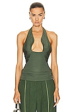 Christopher Esber Cape Palma Slope Halter Top in BOTTLE GREEN, view 1, click to view large image.