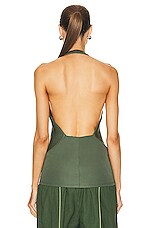 Christopher Esber Cape Palma Slope Halter Top in BOTTLE GREEN, view 3, click to view large image.