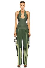 Christopher Esber Cape Palma Slope Halter Top in BOTTLE GREEN, view 4, click to view large image.