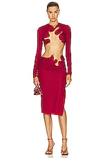 Christopher Esber Venus Long Sleeve Crop Top in Cherry, view 5, click to view large image.