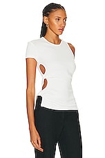 Christopher Esber Open Twist Side Tee in White, view 3, click to view large image.