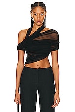 Christopher Esber Veiled Wrap Top in Black, view 1, click to view large image.