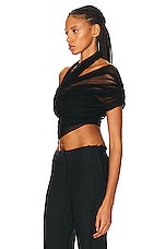 Christopher Esber Veiled Wrap Top in Black, view 3, click to view large image.