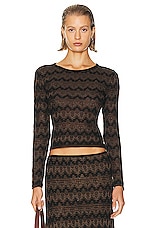 Christopher Esber Palais Knit Long Sleeve Top in Black & Cacao, view 1, click to view large image.