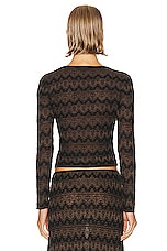 Christopher Esber Palais Knit Long Sleeve Top in Black & Cacao, view 3, click to view large image.